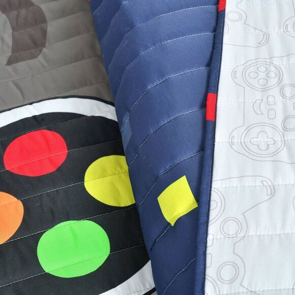 Lush Decor - 5pc Full/Queen Kids' Video Games Quilt Set Navy Bl Navy Blue - Picture 4 of 6